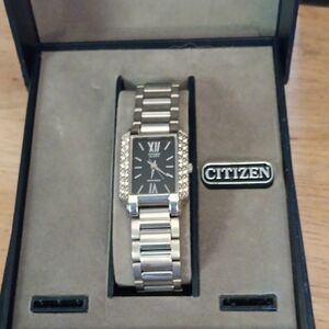 Women's Citizen Silver Toned Watch with Black Dial
